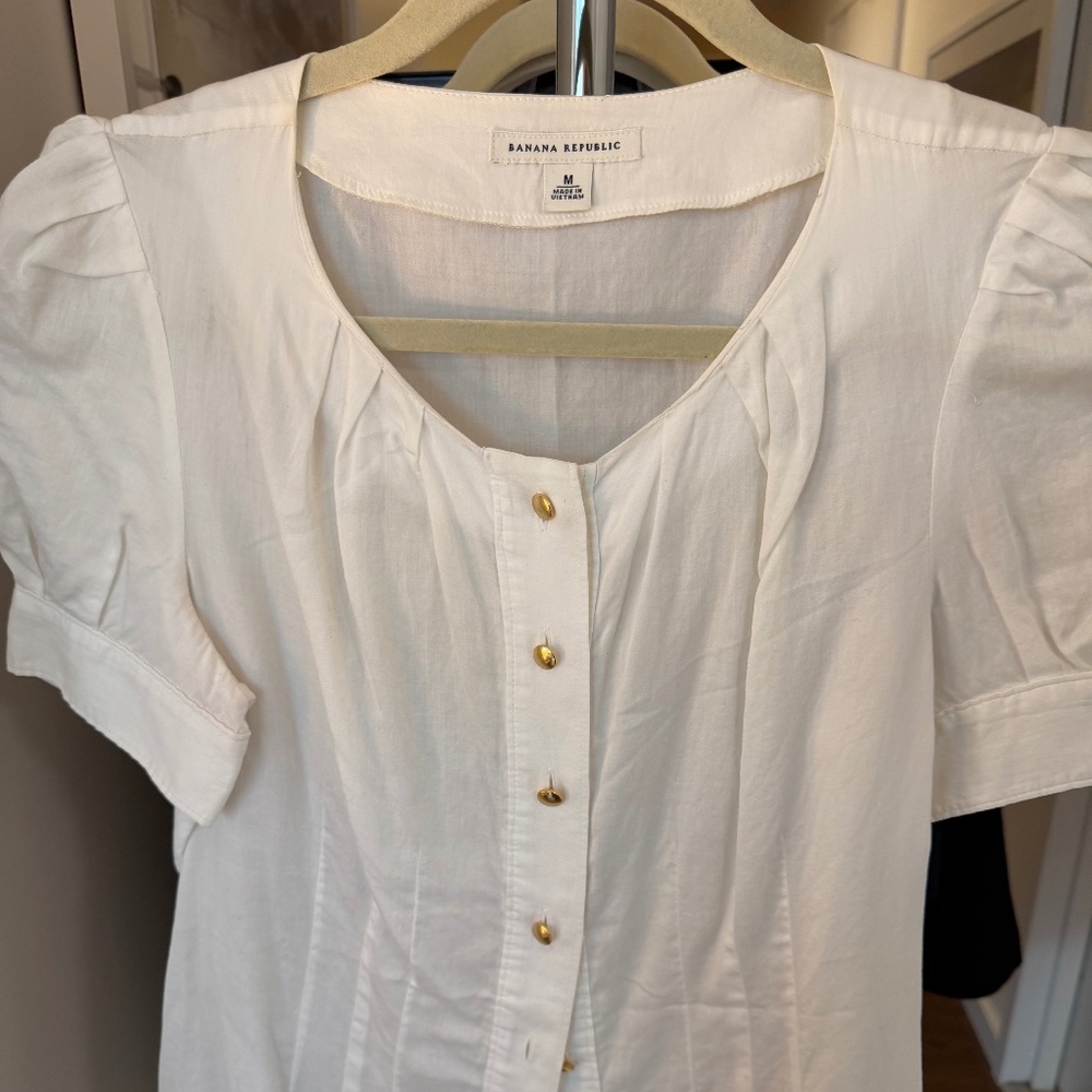 Banana Republic Short Sleeve Cotton Blouse